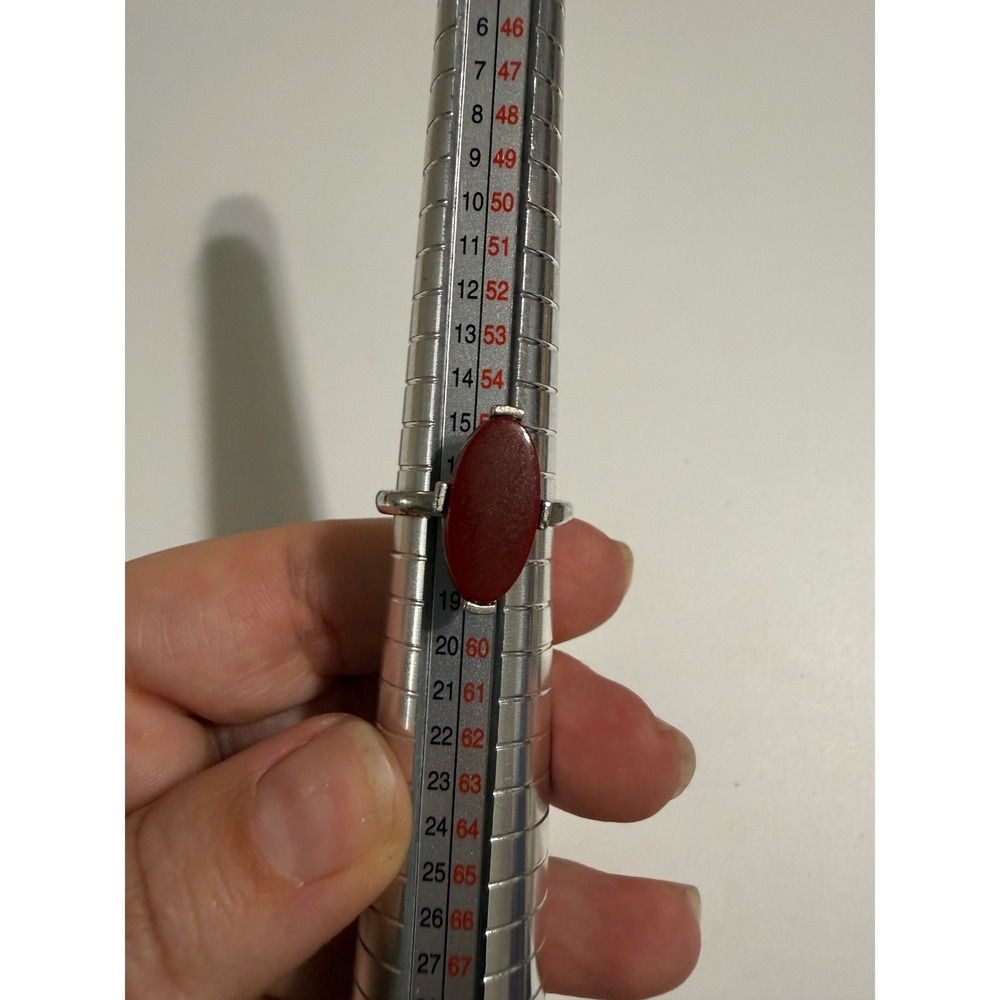 Vintage‎ Sarah Coventry Red Cabochon Oval Ring Silver Tone Signed Size 7.5